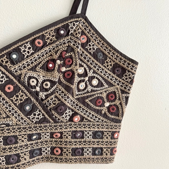 American Eagle Bustier Crop Top Sleeveless with Embroidery Size XS - Picture 3 of 10